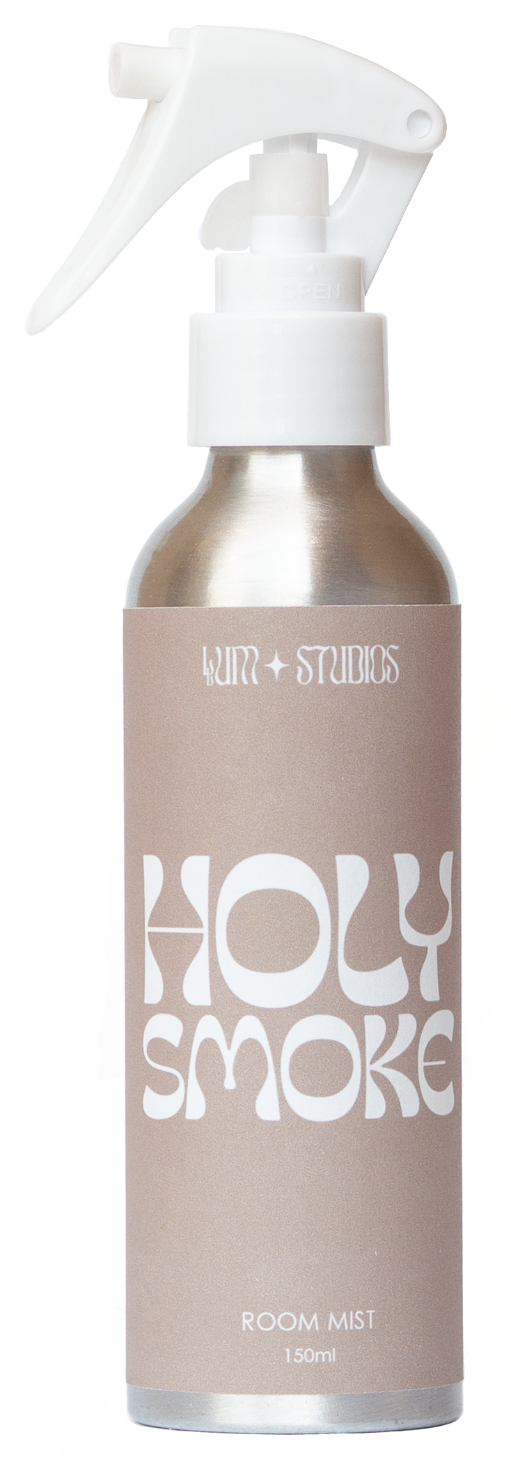Llum Studios Holy Smoke natural 150ml room mist in a sustainable aluminium spray bottle, taupe, ethically made