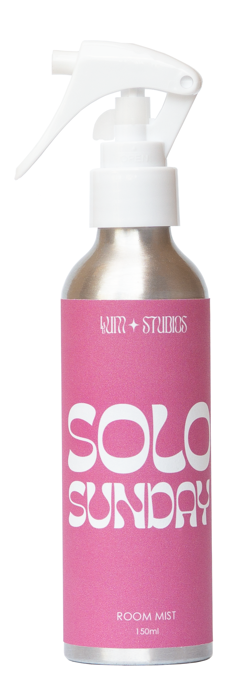 Llum Studios Solo Sunday natural 150ml room mist in a sustainable aluminium spray bottle, hot pink, ethically made